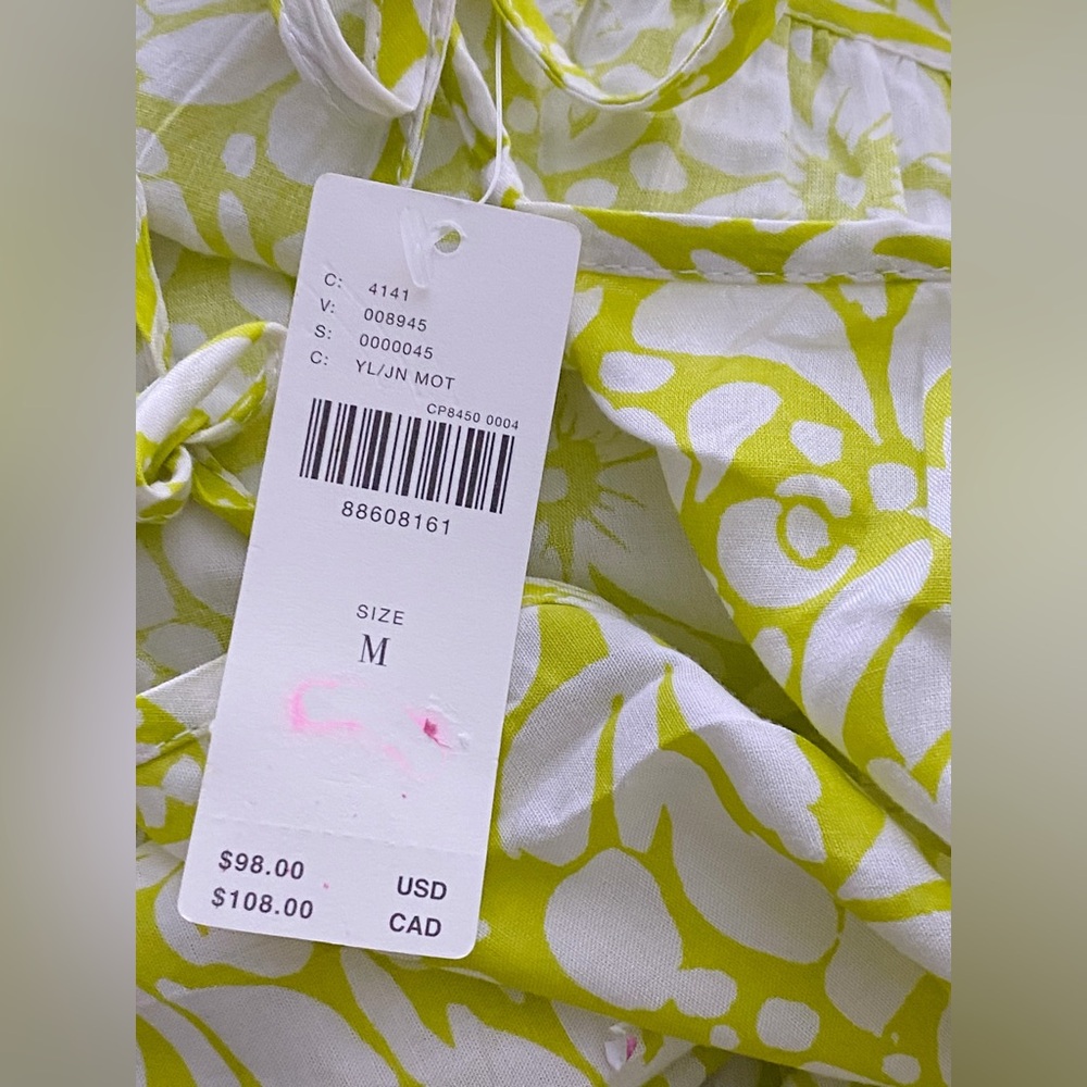 By Anthropologie Tiered Puff-Sleeve Dress new with tag nwt size M yellow - Picture 5 of 6